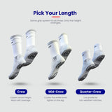 Pick your length: Crew, Mid-Crew or Quarter-Crew tennis grip socks