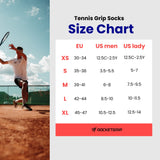 Tennis Grip Socks size chart XS to XL